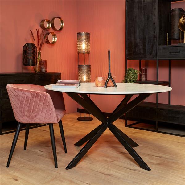 Grote foto eettafel rond lynn marmer wit 130 cm huis en inrichting eettafels