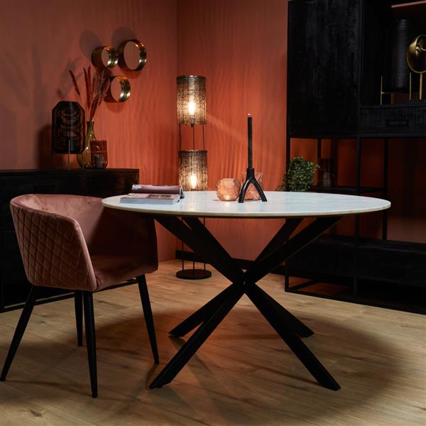 Grote foto eettafel rond lynn marmer wit 130 cm huis en inrichting eettafels