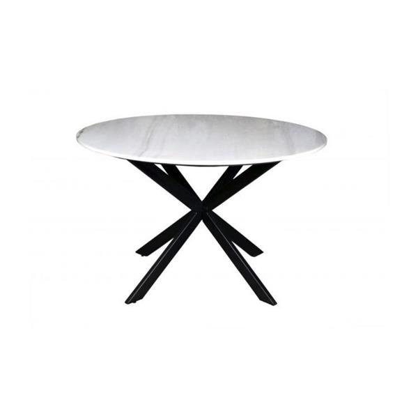 Grote foto eettafel rond lynn marmer wit 130 cm huis en inrichting eettafels