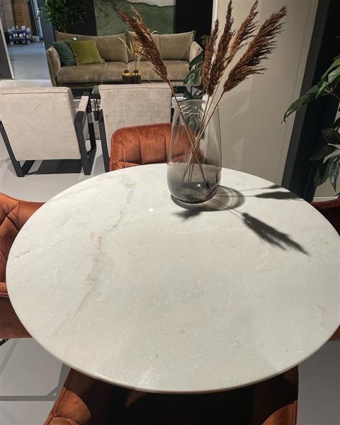 Grote foto eettafel rond lynn marmer wit 130 cm huis en inrichting eettafels