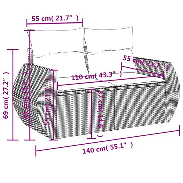 Grote foto vidaxl 6 delige loungeset met kussens poly rattan lichtgrijs tuin en terras tuinmeubelen