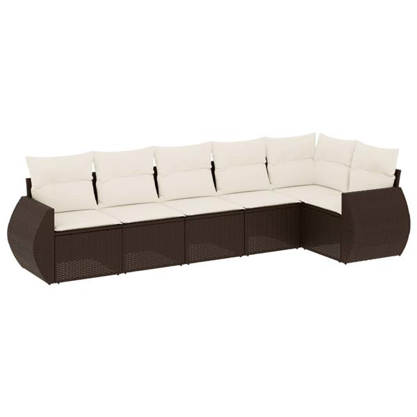 Grote foto vidaxl 6 delige loungeset met kussens poly rattan bruin tuin en terras tuinmeubelen