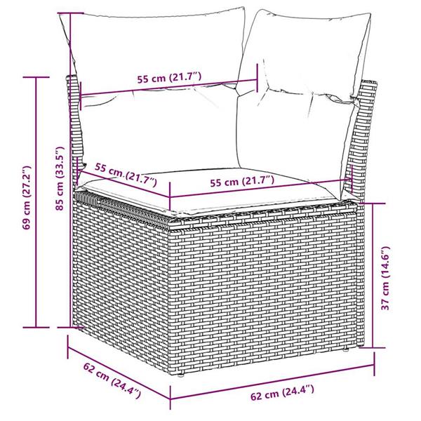 Grote foto vidaxl 5 delige loungeset met kussens poly rattan lichtgrijs tuin en terras tuinmeubelen