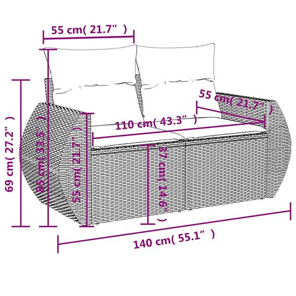 Grote foto vidaxl 6 delige loungeset met kussens poly rattan lichtgrijs tuin en terras tuinmeubelen