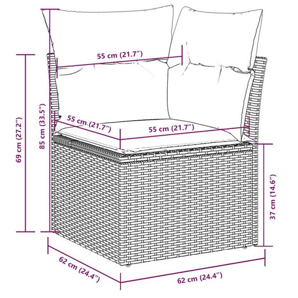 Grote foto vidaxl 5 delige loungeset met kussens poly rattan lichtgrijs tuin en terras tuinmeubelen