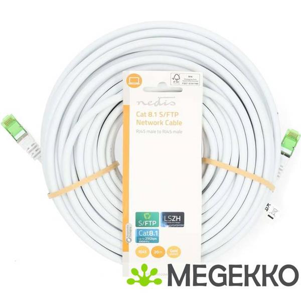 Grote foto cat 8.1 netwerkkabel s ftp rj45 male rj45 male 20.0 m rond lszh wit label computers en software netwerkkaarten routers en switches