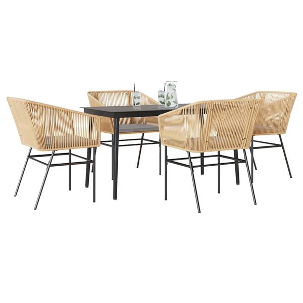 Grote foto vidaxl 5 delige tuinset met kussens poly rattan glas bruin tuin en terras tuinmeubelen