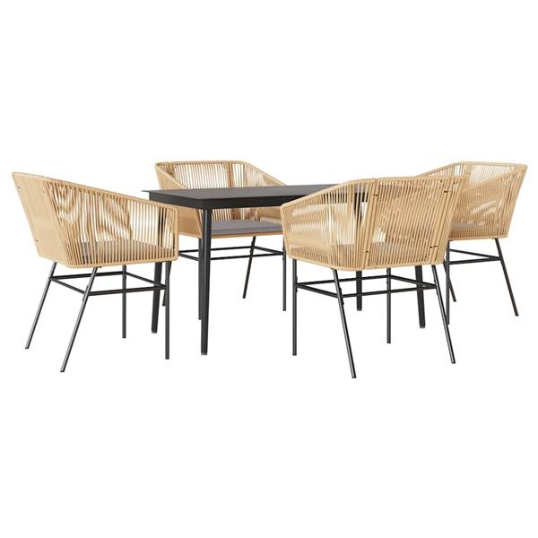 Grote foto vidaxl 5 delige tuinset met kussens poly rattan glas bruin tuin en terras tuinmeubelen
