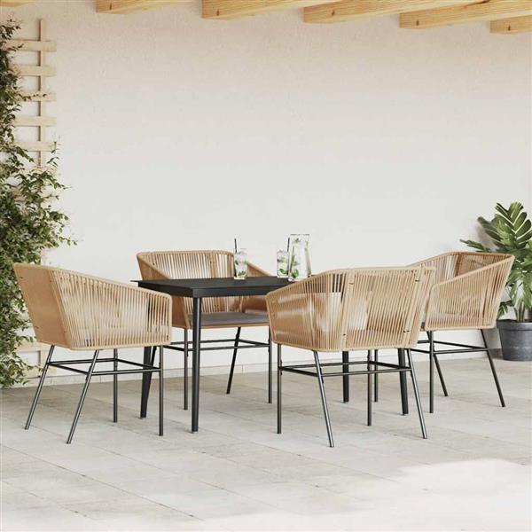 Grote foto vidaxl 5 delige tuinset met kussens poly rattan glas bruin tuin en terras tuinmeubelen