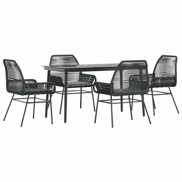 Grote foto vidaxl 5 delige tuinset met kussens poly rattan glas zwart tuin en terras tuinmeubelen