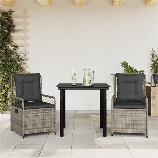 Grote foto vidaxl 3 delige tuinset met kussens poly rattan grijs tuin en terras tuinmeubelen