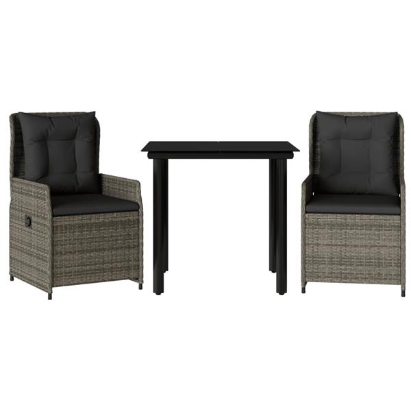 Grote foto vidaxl 3 delige tuinset met kussens poly rattan grijs tuin en terras tuinmeubelen