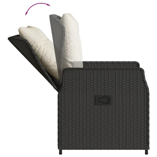 Grote foto vidaxl 3 delige tuinset met kussens poly rattan zwart tuin en terras tuinmeubelen