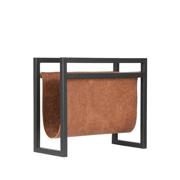 Grote foto magazinehouder cognac leder 45x20x38 cm huis en inrichting eettafels