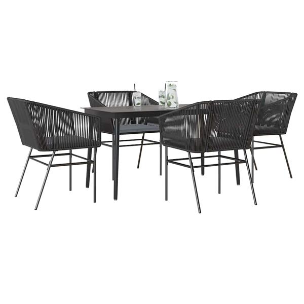 Grote foto vidaxl 5 delige tuinset met kussens poly rattan glas zwart tuin en terras tuinmeubelen