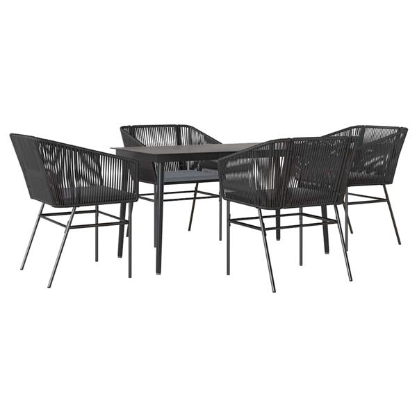 Grote foto vidaxl 5 delige tuinset met kussens poly rattan glas zwart tuin en terras tuinmeubelen