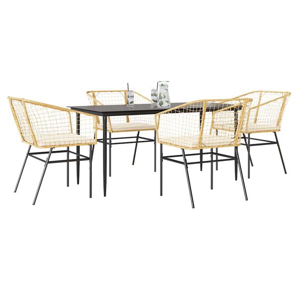 Grote foto vidaxl 5 delige tuinset met kussens poly rattan glas bruin tuin en terras tuinmeubelen