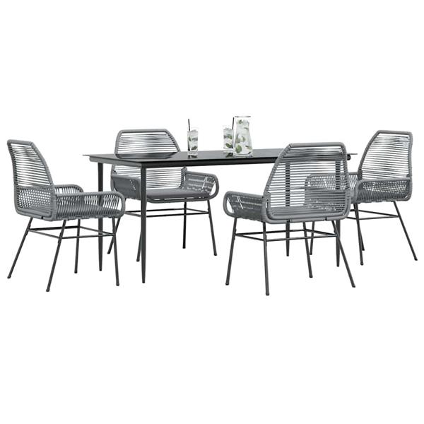 Grote foto vidaxl 5 delige tuinset met kussens poly rattan glas grijs tuin en terras tuinmeubelen