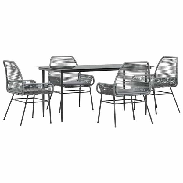 Grote foto vidaxl 5 delige tuinset met kussens poly rattan glas grijs tuin en terras tuinmeubelen