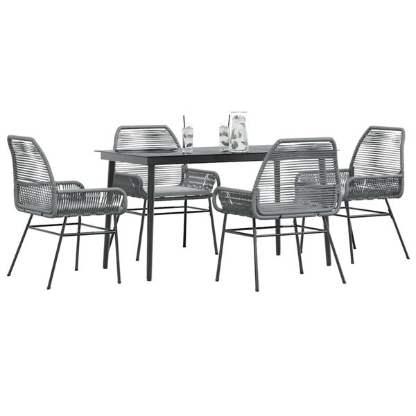 Grote foto vidaxl 5 delige tuinset met kussens poly rattan glas grijs tuin en terras tuinmeubelen