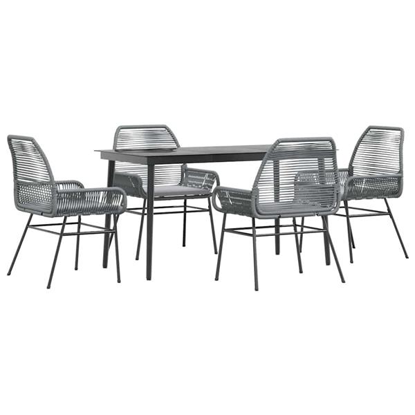 Grote foto vidaxl 5 delige tuinset met kussens poly rattan glas grijs tuin en terras tuinmeubelen
