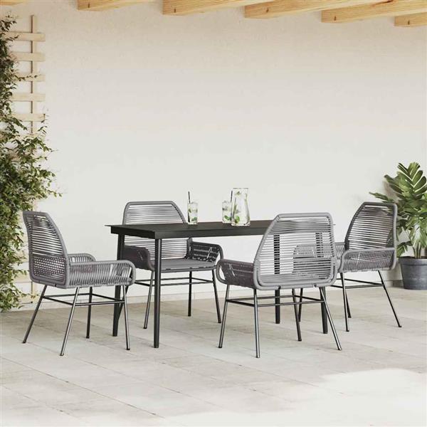 Grote foto vidaxl 5 delige tuinset met kussens poly rattan glas grijs tuin en terras tuinmeubelen