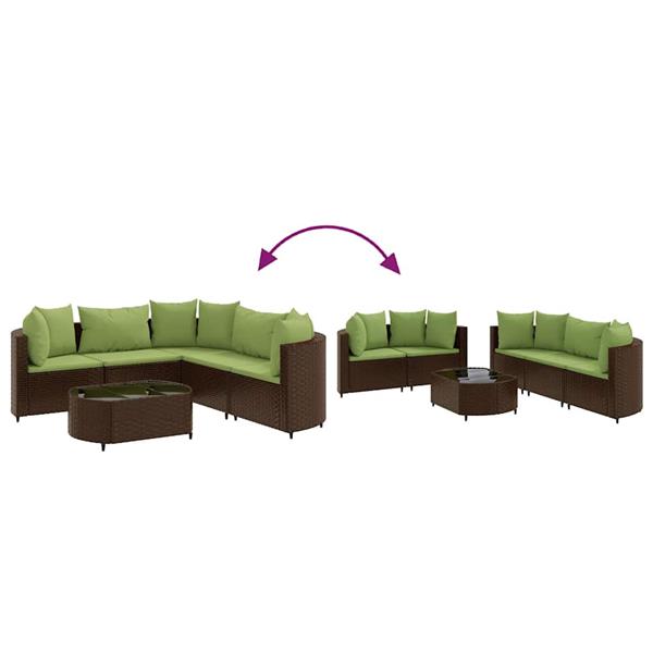 Grote foto vidaxl 6 delige loungeset met kussens poly rattan bruin tuin en terras tuinmeubelen