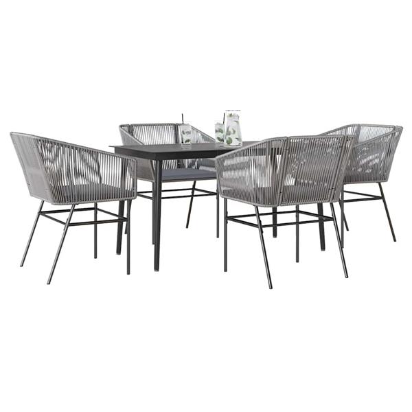 Grote foto vidaxl 5 delige tuinset met kussens poly rattan glas grijs tuin en terras tuinmeubelen