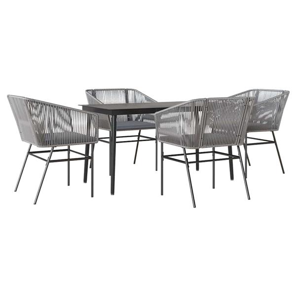 Grote foto vidaxl 5 delige tuinset met kussens poly rattan glas grijs tuin en terras tuinmeubelen