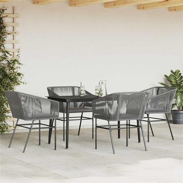 Grote foto vidaxl 5 delige tuinset met kussens poly rattan glas grijs tuin en terras tuinmeubelen