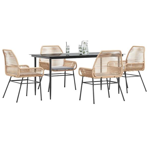 Grote foto vidaxl 5 delige tuinset met kussens poly rattan glas bruin tuin en terras tuinmeubelen