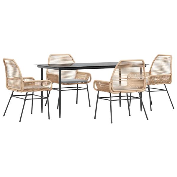 Grote foto vidaxl 5 delige tuinset met kussens poly rattan glas bruin tuin en terras tuinmeubelen