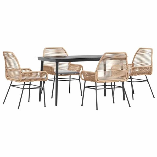 Grote foto vidaxl 5 delige tuinset met kussens poly rattan glas bruin tuin en terras tuinmeubelen
