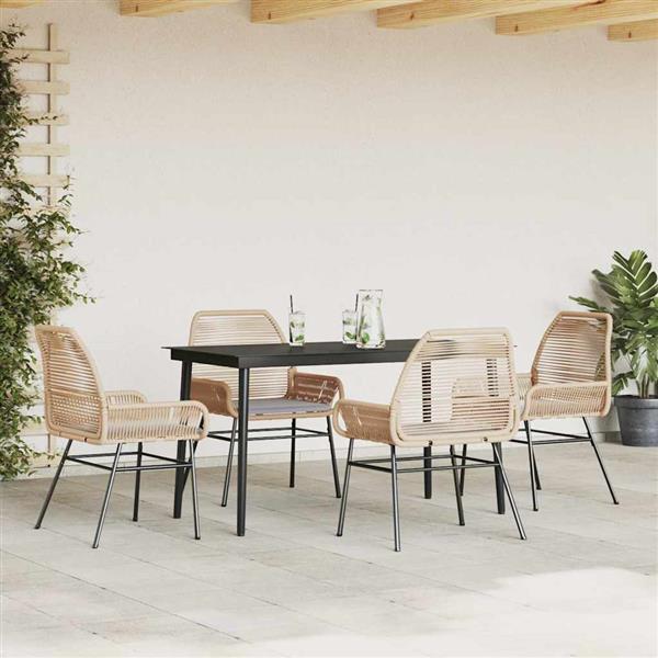 Grote foto vidaxl 5 delige tuinset met kussens poly rattan glas bruin tuin en terras tuinmeubelen