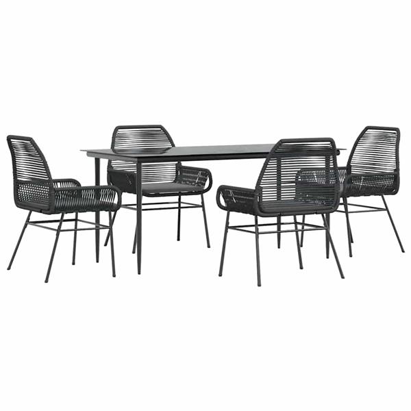 Grote foto vidaxl 5 delige tuinset met kussens poly rattan glas zwart tuin en terras tuinmeubelen