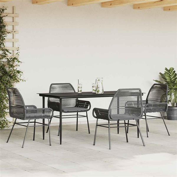 Grote foto vidaxl 5 delige tuinset met kussens poly rattan glas zwart tuin en terras tuinmeubelen