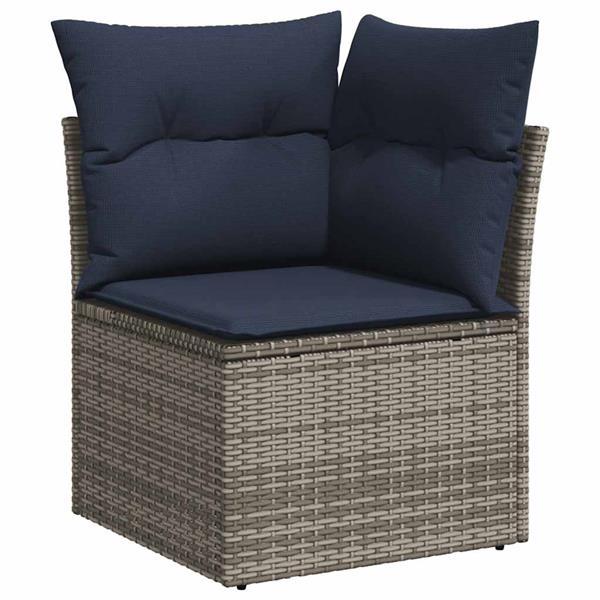 Grote foto vidaxl 5 delige loungeset met kussens poly rattan grijs tuin en terras tuinmeubelen