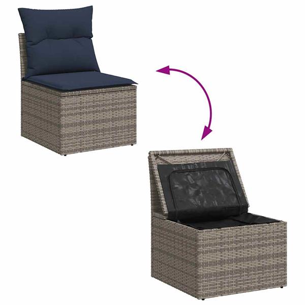 Grote foto vidaxl 5 delige loungeset met kussens poly rattan grijs tuin en terras tuinmeubelen