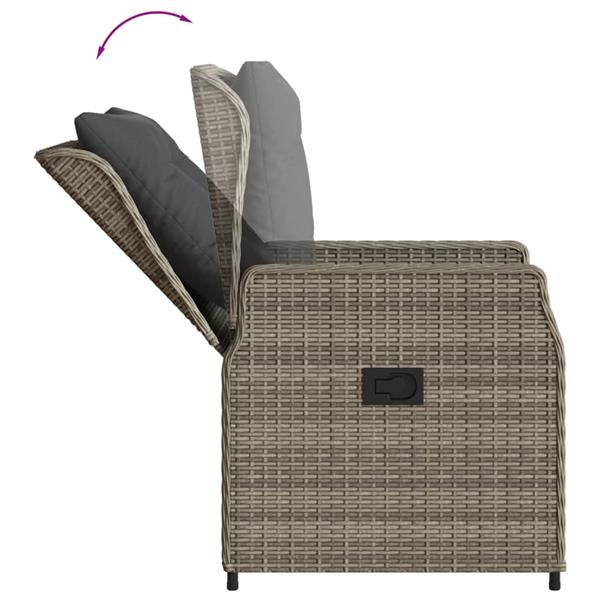 Grote foto vidaxl 3 delige tuinset met kussens poly rattan grijs tuin en terras tuinmeubelen