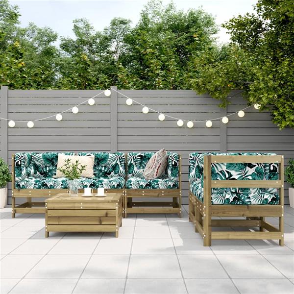 Grote foto vidaxl 6 delige loungeset ge mpregneerd grenenhout tuin en terras tuinmeubelen