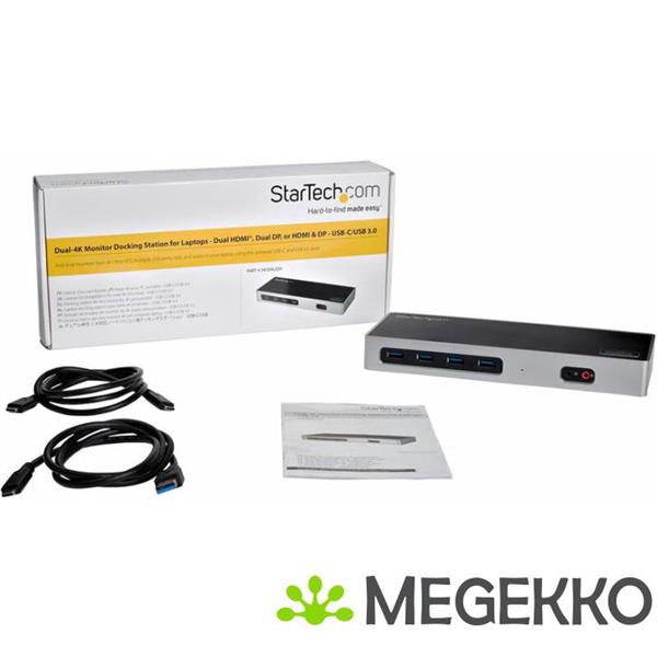 Grote foto startech.com dk30a2dh usb 3.0 3.1 gen 1 type c zwart zilver notebook dock poortreplicator computers en software overige computers en software