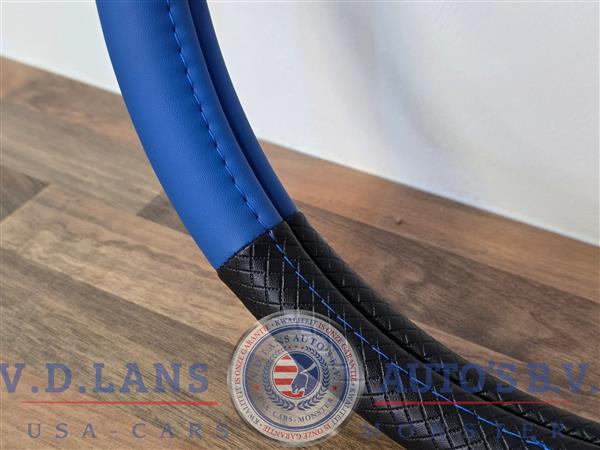 Grote foto blauwe lederen race stuurhoes grip stijl 38 cm auto onderdelen overige auto onderdelen