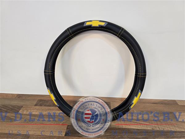 Grote foto chevrolet stuurhoes zwart geel met logo 38 cm auto onderdelen overige auto onderdelen