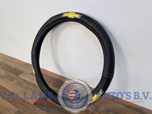 Grote foto chevrolet stuurhoes zwart geel met logo 38 cm auto onderdelen overige auto onderdelen