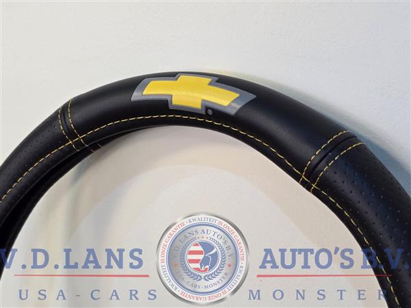 Grote foto chevrolet stuurhoes zwart geel met logo 38 cm auto onderdelen overige auto onderdelen