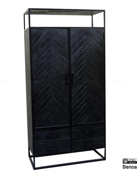 Grote foto opbergkast jax black edition 100x45x200 cm zwart visgraat huis en inrichting eettafels