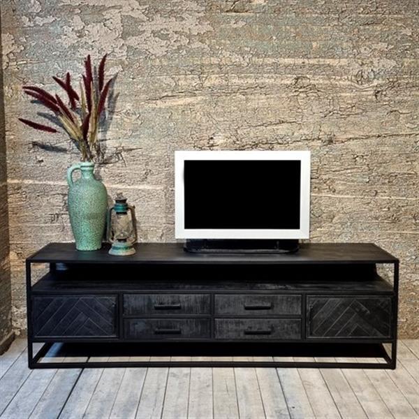 Grote foto tv meubel jax black edition 200x45x60 cm zwart visgraat huis en inrichting eettafels