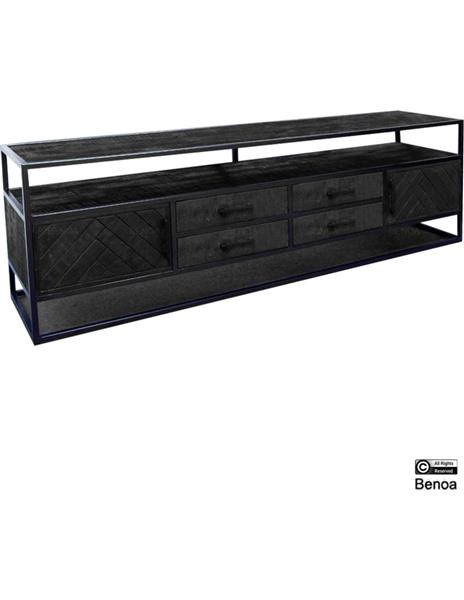 Grote foto tv meubel jax black edition 200x45x60 cm zwart visgraat huis en inrichting eettafels