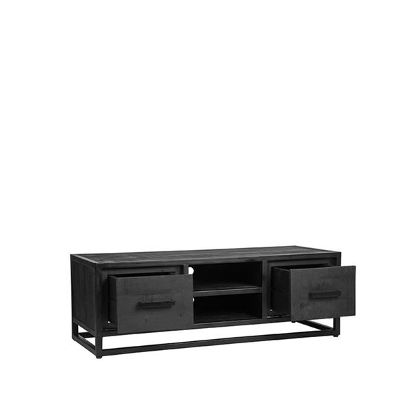 Grote foto tv meubel chili 120x45x40 cm zwart mangohout zwart metaal huis en inrichting eettafels