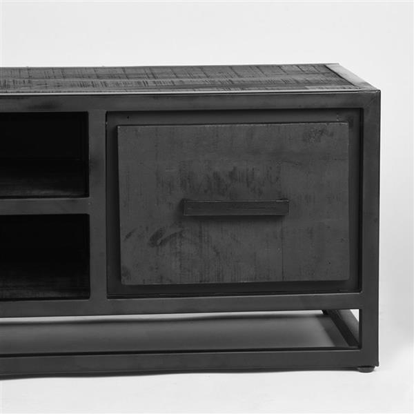 Grote foto tv meubel chili 120x45x40 cm zwart mangohout zwart metaal huis en inrichting eettafels